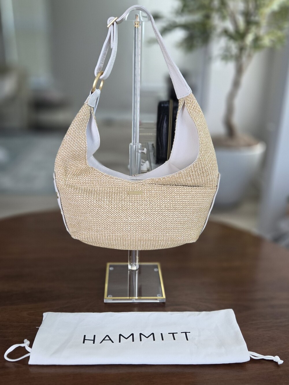 Hammitt Tom Zip Med Calla Lily White Raffia